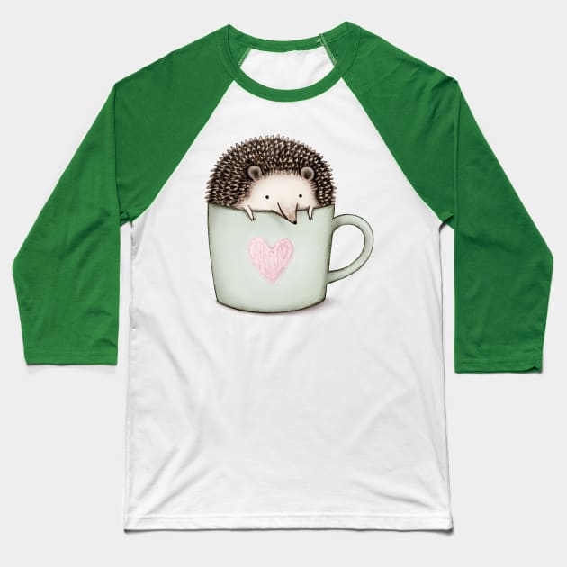 Hedgehog in a Mug Baseball T-Shirt by Sophie Corrigan